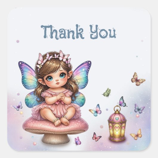 Aardige kleine fee vierkante sticker (Voorkant)