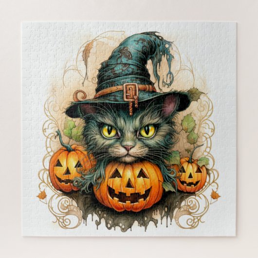 Aardige Kleine Kittige Heks Kat Legpuzzel (Verticaal)