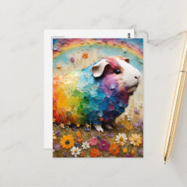 Aardige Kleurrijke Cavia in de Weide Collage Briefkaart