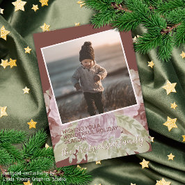 Aardige Kleurrijke Klassieke Bloemige Seizoensgroe Feestdagenkaart