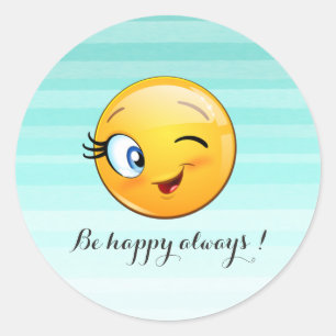 Aardige knipogende Emoji-gezicht - wees altijd gel Ronde Sticker