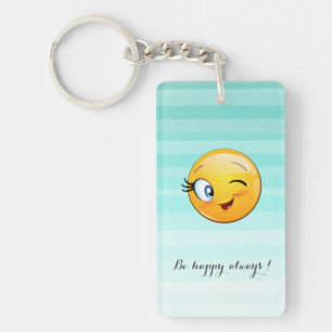 Aardige knipogende Emoji-gezicht - wees altijd gel Sleutelhanger