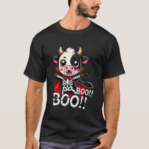 Aardige Koe-skelet in Kostuum en Boe voor Hallo T-shirt
