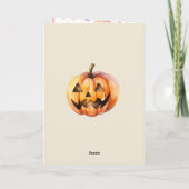 Aardige Konijn in Pompoenveld Halloween Feestdagen Kaart (Achterkant)