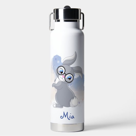 Aardige Konijn met Bril Persoonlijk Waterfles (Voorkant)