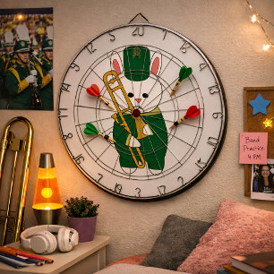 Aardige Konijn Muzikant Groen & Goud Trombone Dartbord