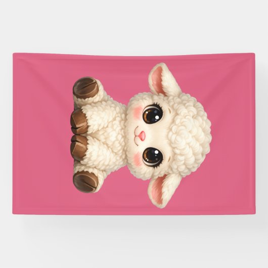 Aardige Lachende Lam Cartoon Ontwerp Banner (Horizontaal)