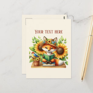 Aardige leesvos aanpasbaar  briefkaart
