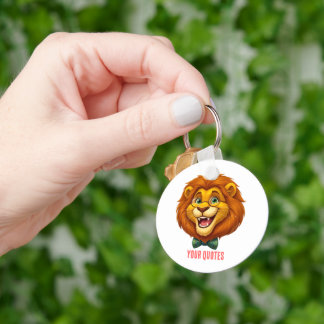 Aardige Leeuwen Mascotte met Strik voor Kinderen Sleutelhanger