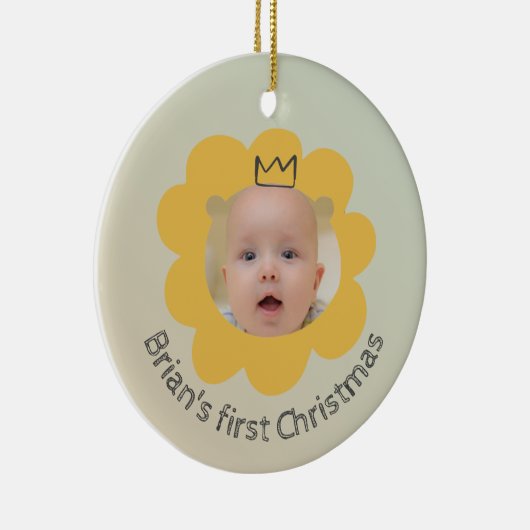 Aardige Leeuwenbaby Foto Met Aangepaste Naam Keramisch Ornament (Rechts)