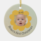 Aardige Leeuwenbaby Foto Met Aangepaste Naam Keramisch Ornament (Voorkant)