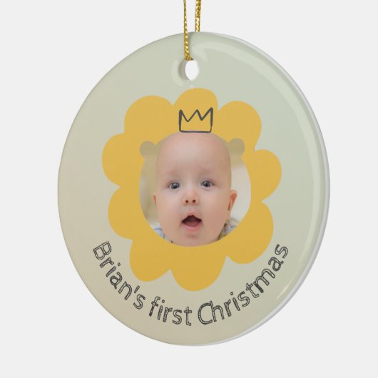 Aardige Leeuwenbaby Foto Met Aangepaste Naam Keramisch Ornament (Links)