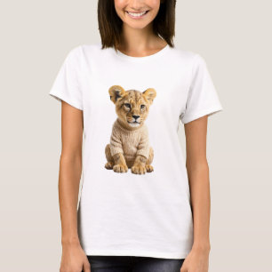 Aardige Leeuwenwelp met Gebreide Trui T-shirt