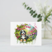 Aardige lente Berner Sennenhond Briefkaart (Staand voorkant)