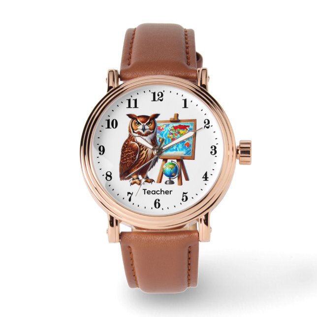 Aardige leraar uil aanpasbaar  horloge (Voorkant)