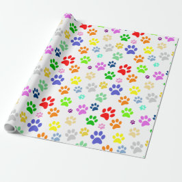 Aardige leuke en kleurrijke huisdierpotenprintpatr cadeaupapier