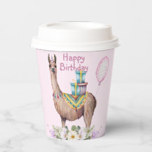 Aardige Llama Waterverf Papieren Bekers