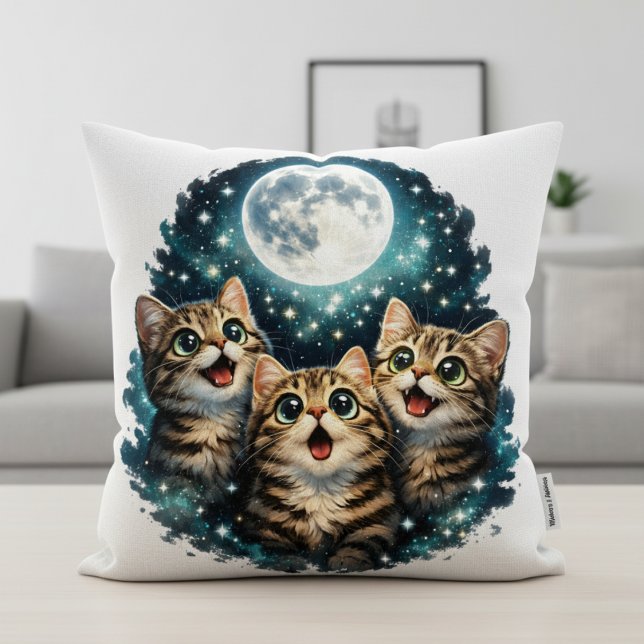 Aardige Maan Kijker Kittens - Fonkelende Sterrenli Kussen (Creator heeft geüpload)