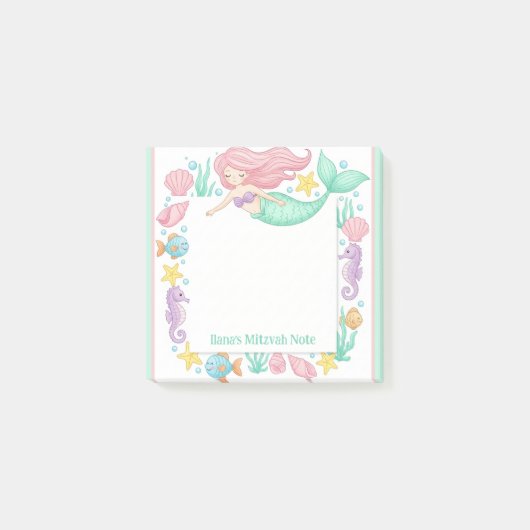 Aardige Meermin Persoonlijke Mitzvah Notitieblok Post-it® Notes (Voorkant)