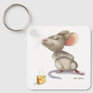 Aardige Muis en Kaas Cartoon Sleutelhanger