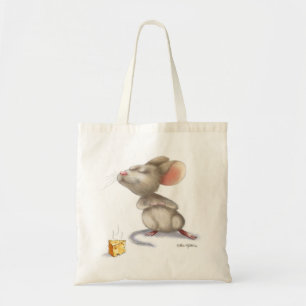 Aardige muis en kaas cartoon tote bag