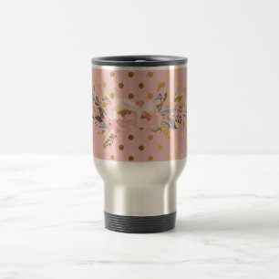 Aardige nepgouden polka stippen bloemen reisbeker