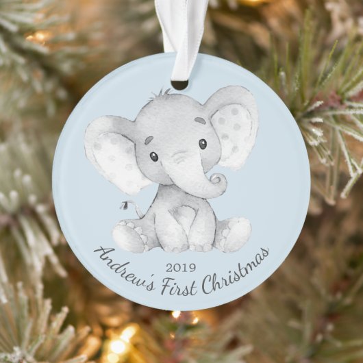 Aardige Olifant Jongens Eerste Kerst Ornament (Boom)