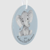 Aardige Olifant Jongens Eerste Kerst Ornament (voorkant)