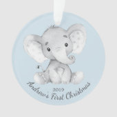 Aardige Olifant Jongens Eerste Kerst Ornament (voorkant)