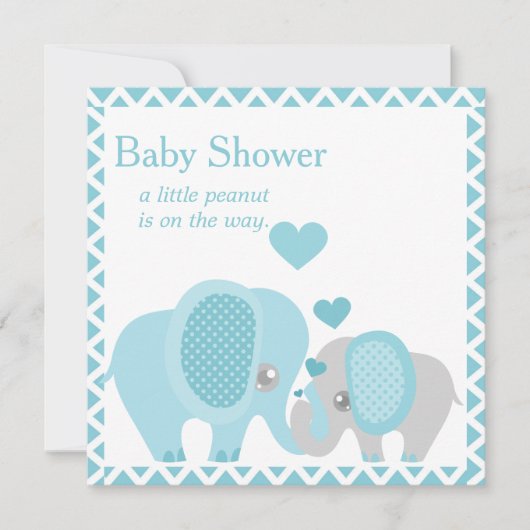 Aardige Olifanten, Uitnodiging voor Baby Shower vo (Voorkant)