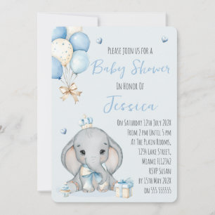 Aardige Olifantje Prins Baby Shower Uitnodiging