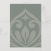 Aardige Olijf Damask Stijlvolle bruiloft Details Informatiekaartje (Achterkant)