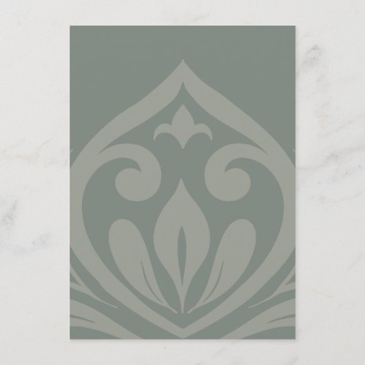 Aardige Olijf Damask Stijlvolle bruiloft Details Informatiekaartje (Achterkant)