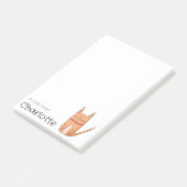 Aardige oranje cartoon kat naam post-it® notes (Schuin)