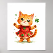 Aardige oranje kitten in klaverdressoir poster (Voorkant)