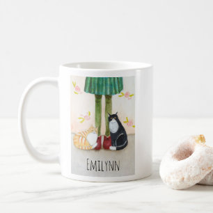 Aardige oranje tabby en tuxedo kat met eigen naam koffiemok