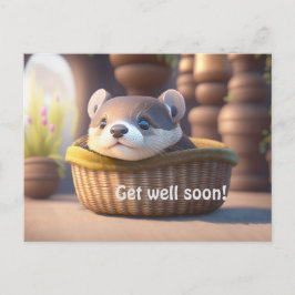Aardige otterbaby in een mand - personaliseerbaar briefkaart