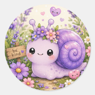 Aardige Paarse Slak Bloem Kawaii Sticker