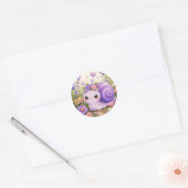 Aardige Paarse Slak Bloem Kawaii Sticker (Envelop)