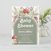 Aardige Paddenstoelen Waterverf Baby Shower Uitnod Kaart (Staand voorkant)