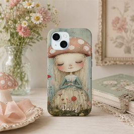 Aardige Paddenstoelenfee in een Bloemwei Aangepast iPhone 15 Case