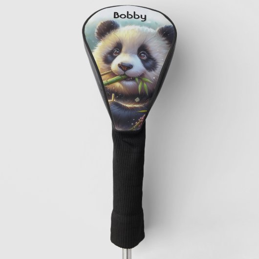 Aardige panda beer die bamboe eet persoonlijk golfheadcover (Voorkant)
