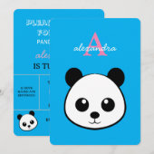 Aardige Panda Beer Feest Uitnodiging – Persoonlijk (Voorkant / Achterkant)