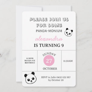 Aardige Panda Beer Feest Uitnodiging – Persoonlijk