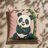Aardige panda die bamboe omhelst, grappige cartoon kussen