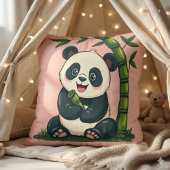 Aardige panda die bamboe omhelst, grappige cartoon kussen