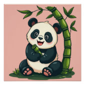 Aardige panda die bamboe omhelst leuk cartoonkunst perfect poster (Voorkant)