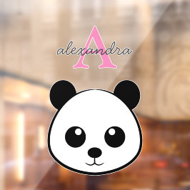 Aardige Pandabeer op maat gemaakte monogram raamfo Raamsticker