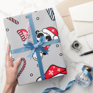 Aardige Pandabeer Sneeuwman Kerstvakantie Mooie Ve Cadeaupapier