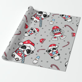 Aardige Pandabeer Sneeuwman Kerstvakantie Mooie Ve Cadeaupapier